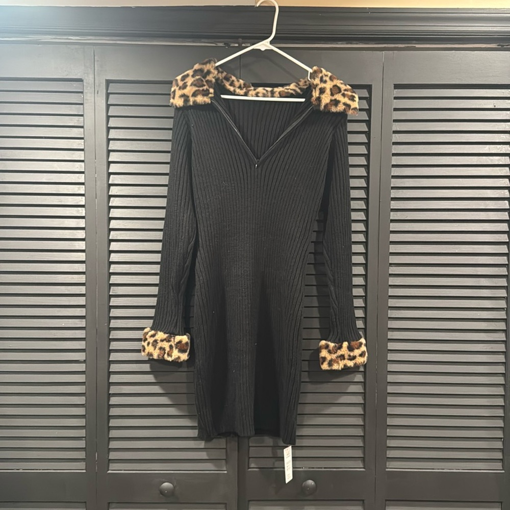 Cupshe cheetah detailed sweater dress